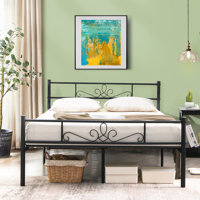 Alverne Full Metal Platform Bed Frame With Headboard And Footboard No Box Spring Needed by Lark Manor