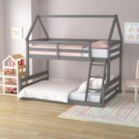 Godana Twin over Full House Bunk Bed with Built-in Ladder by Harper Orchard