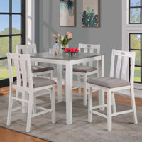 Flenor 36" Height Two-Tone Design Wood 5-Piece Counter Height Dining Table Set by Lark Manor
