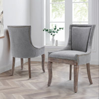 Bronze Nail Head Upholstered Side Dining Chair by One Allium Way