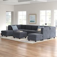 Barnum 150" Wide Symmetrical Modular Corner Sectional with Ottoman by Three Posts