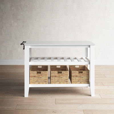 Elisha Transitional Rectangular Kitchen Island with Artificial Marble Top in White by Red Barrel Studio