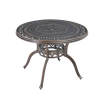 Traverse 40" Cast Aluminum Classic Embossed Finish Patio Outdoor Table by Bloomsbury Market