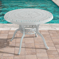 Traverse 40" Cast Aluminum Classic Embossed Finish Patio Outdoor Table by Bloomsbury Market
