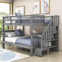 Full-Over-Full Bunk Bed,Wood Bunk Bed With Storage And Guard Rail by Harriet Bee