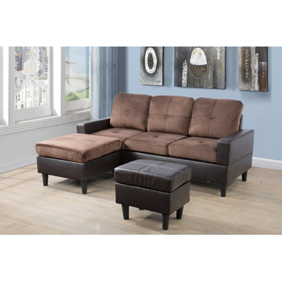 75.3" Wide Left Hand Facing Sofa & Chaise with Ottoman by Latitude Run