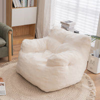 Medium Bean Bag Chair Soft Fabric Tufted Foam Bean Bag Chair With Fabric 39.37"×Width37"×Height27.56" by Viv + Rae