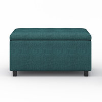 Cosmopolitan 34"W Upholstered Polyester Fabric Contemporary Rectangular Lift-Up Storage Ottoman Bench with Hidden Storage by Simpli Home