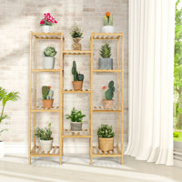 Arlmont & Co. 11 Tiers Bamboo Plant Stand For Indoor Plants Multiple Utility Shelf Free Standing Storage Rack Pot Holder by Arlmont & Co.