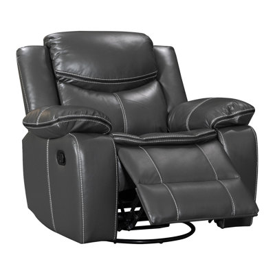 Crovetti PU Leather Recliner Chair with Rocking and Swivel Living Room Chair Home Theater Seat