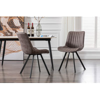 Vue Dining Chairs Set Of 2, Microfiber And Metal Legs by Corrigan Studio