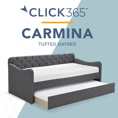 ClickDecor Carmina Upholstered Tufted Daybed Sofa with Roll Out Trundle Guest Bed by ClickDecor