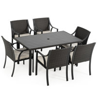 7-piece Wicker Rattan Patio Dining Furniture Set (beige) by Red Barrel Studio