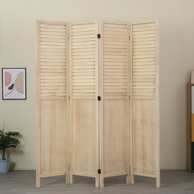 Antique Brown Rustic Shutter 4-panel Room Divider by Red Barrel Studio