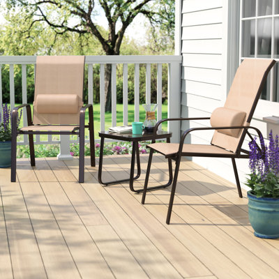 3pcs Outdoor Bistro Set Patio Conversation Set W/ Adjustable Backrest Black by Lark Manor
