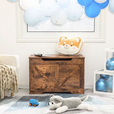 Cadesha Kids Toy Box Wooden Storage Chest With Safety Hinge by Loon Peak
