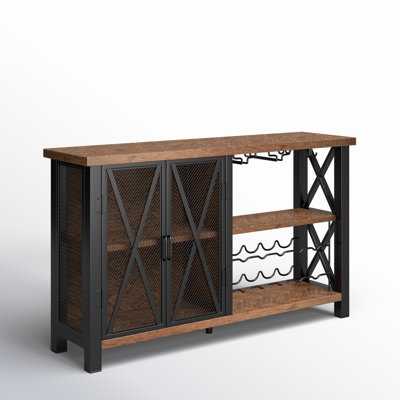 Bluffton Wine Bar Cabinet for Glasses, Sideboard with Doors by Sand & Stable