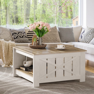 Vesely Farm House 4 Legs Coffee Table with Storage by Laurel Foundry Modern Farmhouse