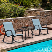 Outdoor PVC-Coated Polyester Patio Rocking Chair Set Of 3 by Red Barrel Studio