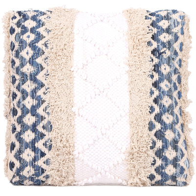 Handmade Cotton Dhurrie Upholstered Footstool