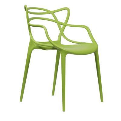 Modern Plastic Outdoor Dining Arm Chair by Orren Ellis