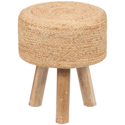 Handmade Jute Kilim Upholstered Round Stool by Gracie Oaks
