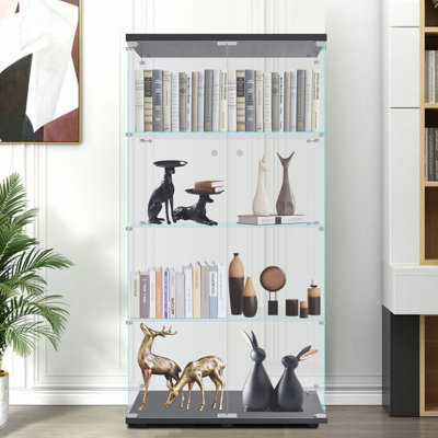 Glass Display Cabinet with 4 Shelves and Door Display Stand China Cabinet by Latitude Run