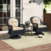 Biloxi Wicker Swivel Glider 3-Piece Bistro Set with Cushions by Tortuga Outdoor