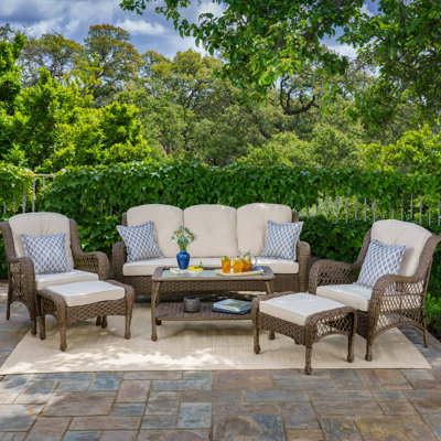 RIO VISTA ~  6Pc Seating Set - 1 sofa, 2 chairs, 2 ottomans, 1 coffee table