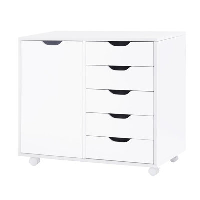 Rolling 5-Drawer File Cabinet and Dresser – Wood Storage Cabinet for Home Office, Bedroom or Workspace, Smooth Wheels & Tall Space-Saving Drawer Stora by Latitude Run