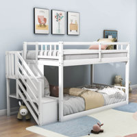 Twin Over Twin Wooden Standard Bunk Bed With Shelf by Harriet Bee