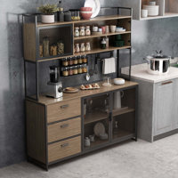 Novo 59" Wide Kitchen Pantry Cabinet - Steel Frame & Mesh Doors with Wood Construction by 17 Stories