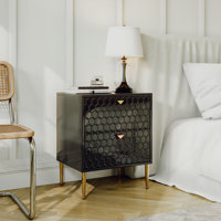 24.4" Tall 2-Drawer High Gloss Nightstand by Everly Quinn