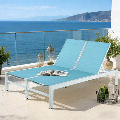 Outdoor Aluminum Double Chaise Lounge by Wade Logan