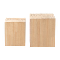 Bahiyyah 2 Piece Tree Stump End Table Multiple Styling Layout with Wood Tree Ring Pattern Set by Foundry Select
