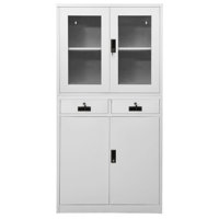 Filing Cabinet Storage Cabinet for Office Steel and Tempered Glass