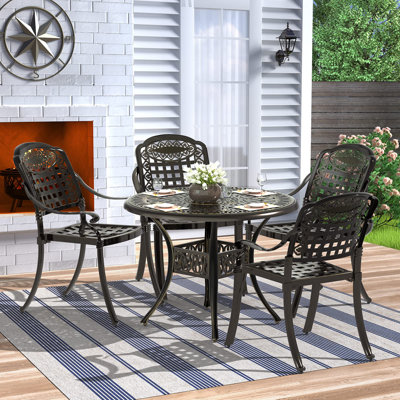 Round 4 - Person Long Aluminum Dining Set by Canora Grey
