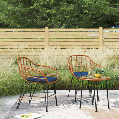 Zulema Round 2 - Person 20" Long Bistro Set with Cushions
