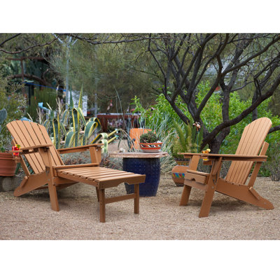 Azur Plastic Folding and Adjustable Adirondack Chair with Ottoman by Rosecliff Heights