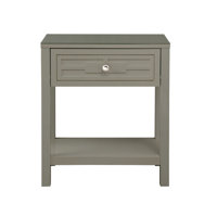 Dylan White Wooden End Side Table Nightstand With Glass Top And Drawer by Red Barrel Studio