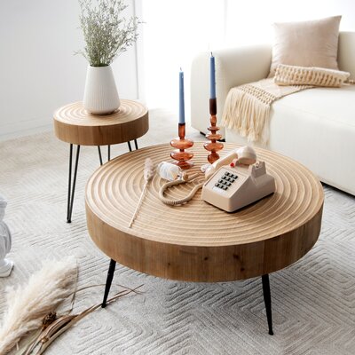 Kawan 2-Piece Modern Farmhouse Living Room Coffee Table Set, Round Nesting Tables by Corrigan Studio