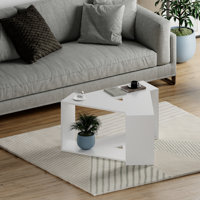 Modern Geometric Coffee Table with Open Shelf and Angular Design by East Urban Home