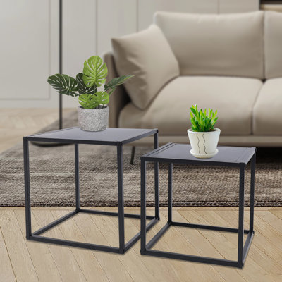 2 PCS Black Frame Nesting Tables by 17 Stories