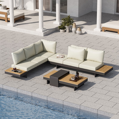 6-Person Teak & Aluminum Modular Outdoor Patio Set by Homary