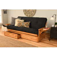 Johnte Full 80" Futon Frame and Mattress with Drawer set by Winston Porter