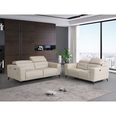 Vonnette Top Grain Italian Leather Power Reclining Sofa and Loveseat
