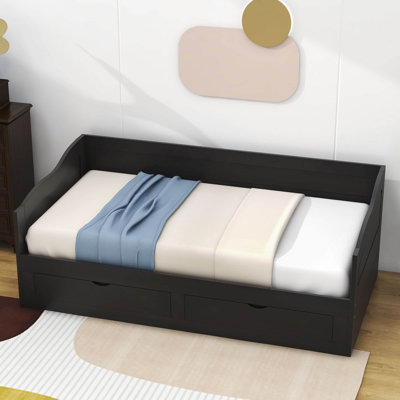 Elgan Twin Size Wood Daybed with Trundle and Drawers by Harriet Bee