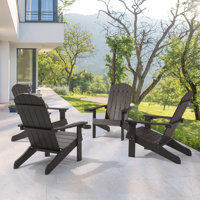 Inniss Wood Adirondack Chair Patio Plastic Weather Resistant Fire Pit Single Chair by Rosecliff Heights