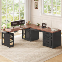 Corner Desk L Shaped Computer Desk, Farmhouse L Shaped Electric Standing Desk by Latitude Run