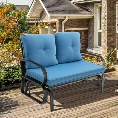 Aleyha Outdoor Gliding Metal Bench with Cushions by Lark Manor